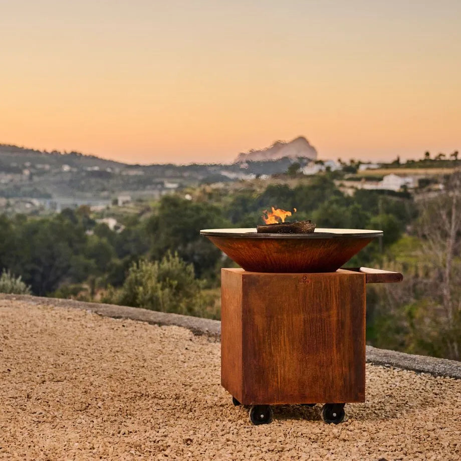 Brasero Classic PRO+ Corten 120 cm avec roulettes