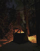 Outdoor sauna tent at night 